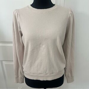 Nation LTD pleated shoulder sweatshirt Sz S Classic Minimalist Cream